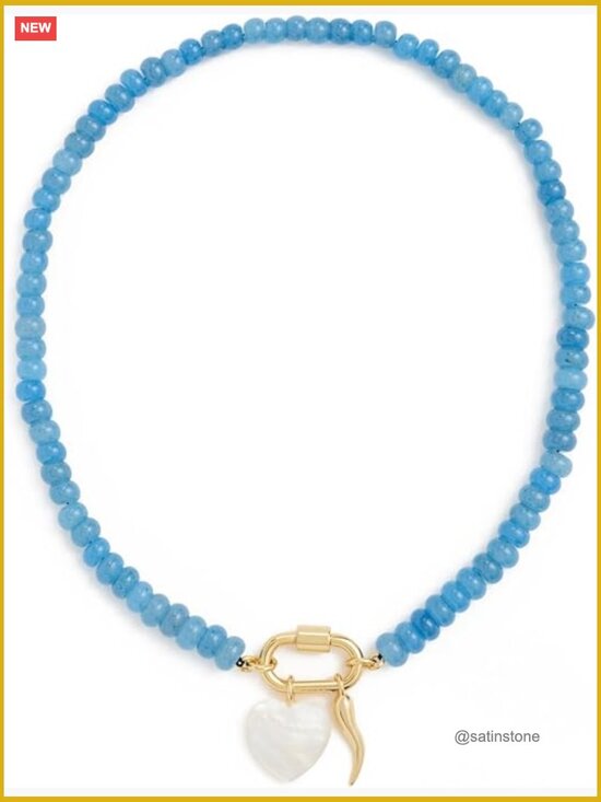 Semiprecious Beaded Carabiner Charm Necklace | Madewell Semiprecious Beaded Carabiner Charm Necklace, Brass, Gold-Tone Hardware